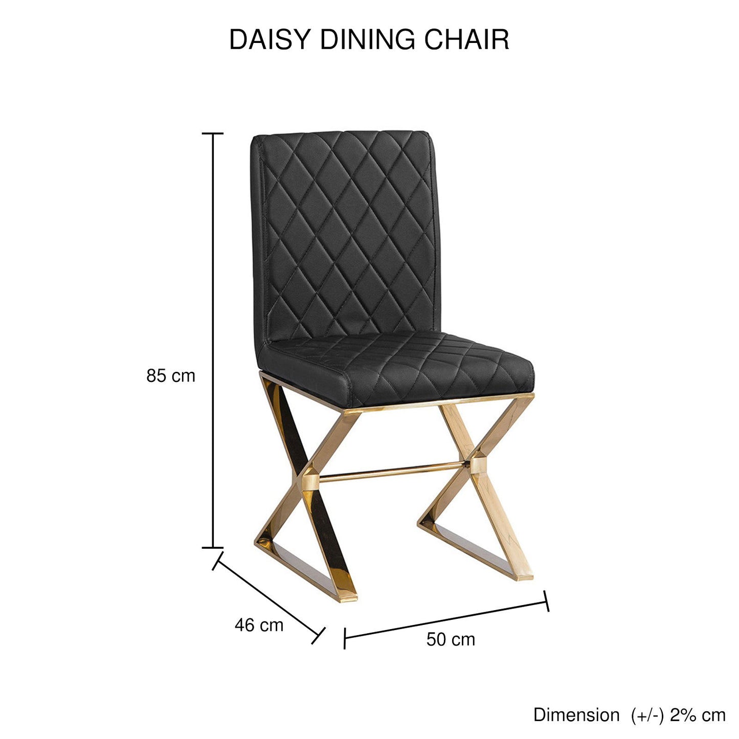 2X Dining Chair Stainless Gold Frame & Seat Black PU Leather - Cosy Abode