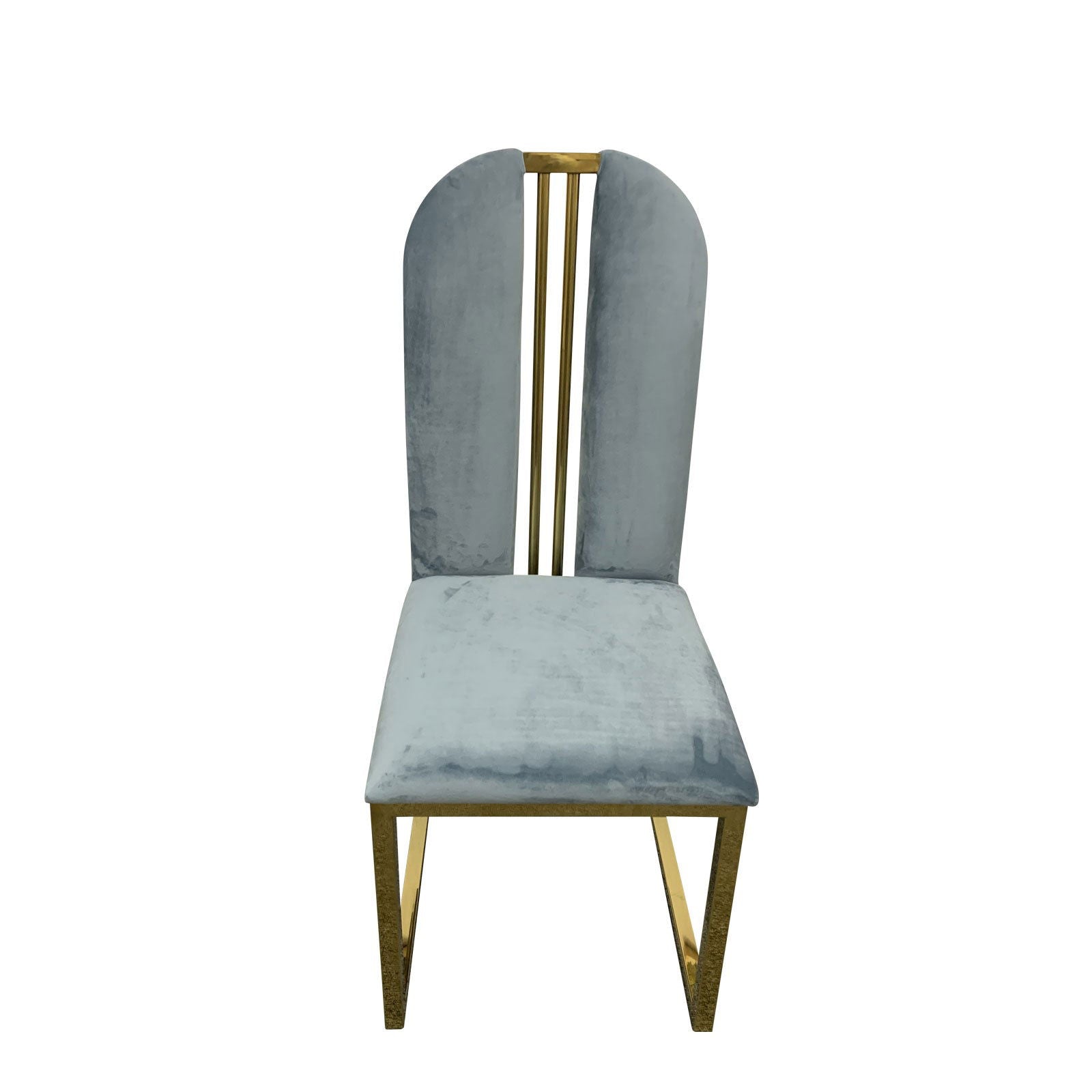 2X Dining Chair Stainless Gold Frame & Seat Blue Fabric - Cosy Abode