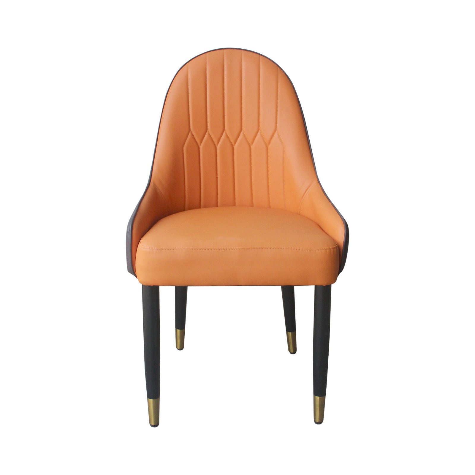 2X Dining Chairs Orange Colour Premium Leatherette Carbon Steel Frame Firm Support - Cosy Abode