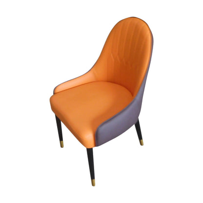 2X Dining Chairs Orange Colour Premium Leatherette Carbon Steel Frame Firm Support - Cosy Abode
