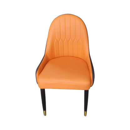 2X Dining Chairs Orange Colour Premium Leatherette Carbon Steel Frame Firm Support - Cosy Abode