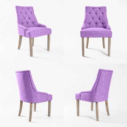 2X French Provincial Dining Chair Oak Leg AMOUR VIOLET - Cosy Abode
