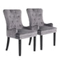 2X French Provincial Dining Chair Ring Studded Velvet Rubberwood Leg LISSE GREY - Cosy Abode