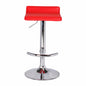 2X Red Bar Stools Faux Leather Low Back Adjustable Crome Base Gas Lift Slim Seat Swivel Chairs - Cosy Abode