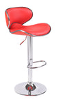 2X Red Bar Stools Faux Leather Mid High Back Adjustable Crome Base Gas Lift Swivel Chairs - Cosy Abode