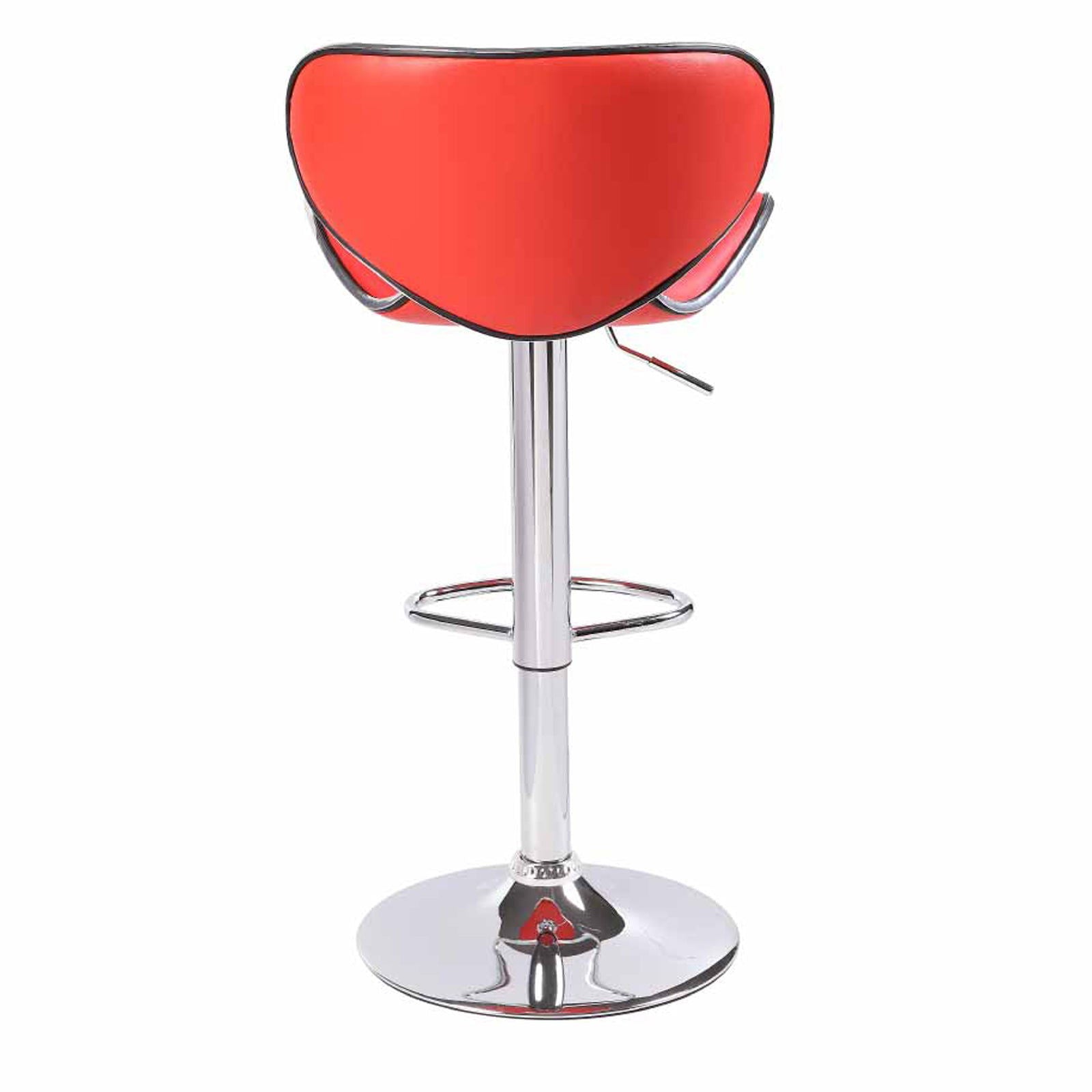 2X Red Bar Stools Faux Leather Mid High Back Adjustable Crome Base Gas Lift Swivel Chairs - Cosy Abode