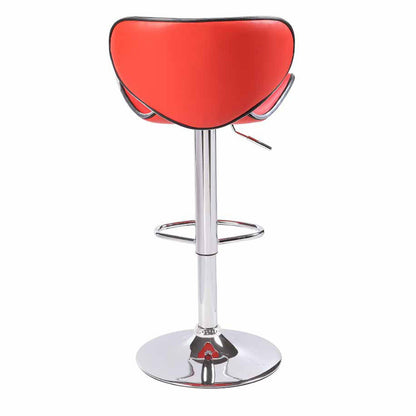 2X Red Bar Stools Faux Leather Mid High Back Adjustable Crome Base Gas Lift Swivel Chairs - Cosy Abode
