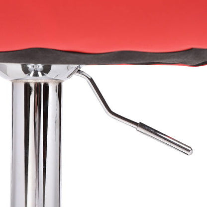 2X Red Bar Stools Faux Leather Mid High Back Adjustable Crome Base Gas Lift Swivel Chairs - Cosy Abode