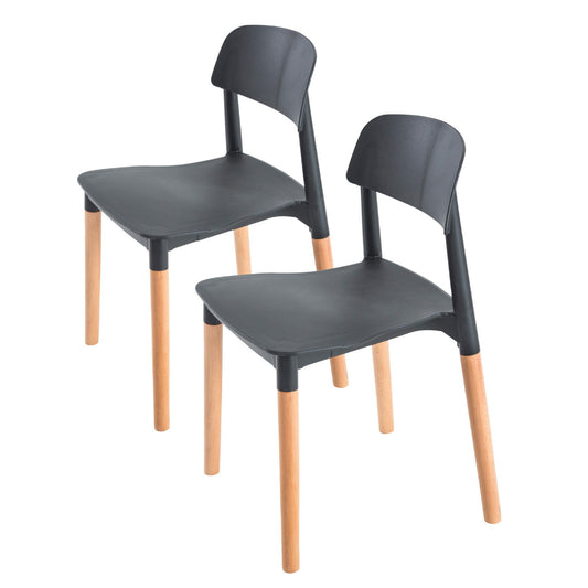 2X Retro Belloch Stackable Dining Cafe Chair BLACK - Cosy Abode