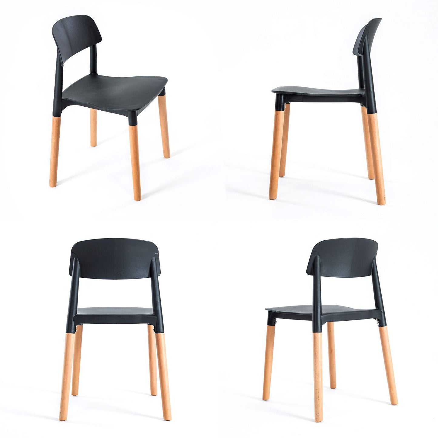 2X Retro Belloch Stackable Dining Cafe Chair BLACK - Cosy Abode