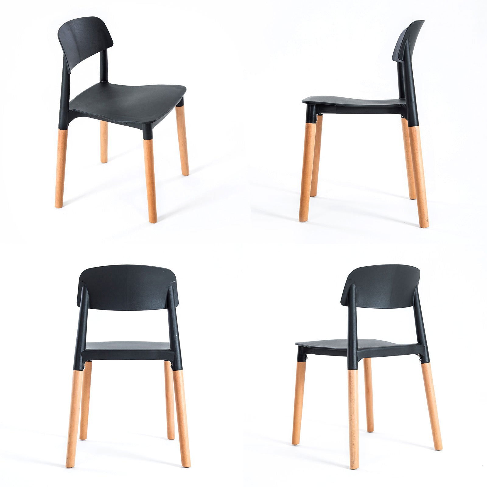 2X Retro Belloch Stackable Dining Cafe Chair BLACK - Cosy Abode