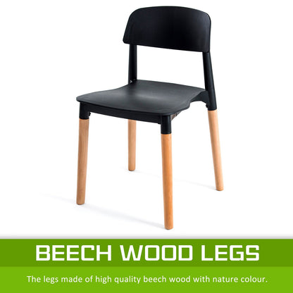 2X Retro Belloch Stackable Dining Cafe Chair BLACK - Cosy Abode