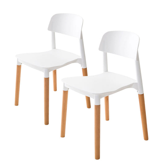 2X Retro Belloch Stackable Dining Cafe Chair WHITE - Cosy Abode