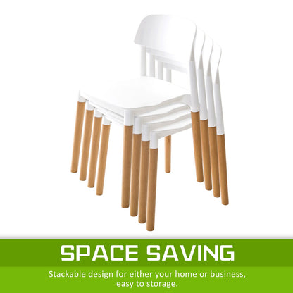 2X Retro Belloch Stackable Dining Cafe Chair WHITE - Cosy Abode
