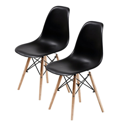 2X Retro Dining Cafe Chair DSW BLACK - Cosy Abode