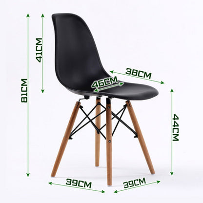 2X Retro Dining Cafe Chair DSW BLACK - Cosy Abode