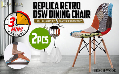 2X Retro Dining Cafe Chair DSW MULTI COLOUR - Cosy Abode