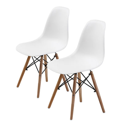 2X Retro Dining Cafe Chair DSW WHITE - Cosy Abode