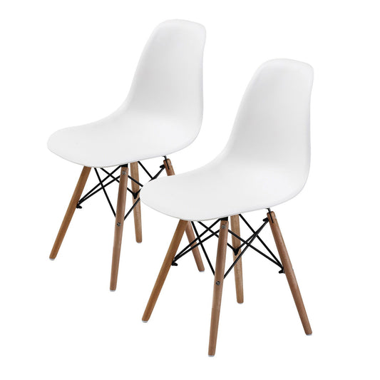 2X Retro Dining Cafe Chair DSW WHITE - Cosy Abode