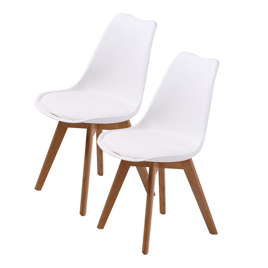 2X Retro Dining Cafe Chair Padded Seat WHITE - Cosy Abode