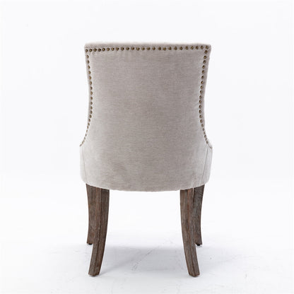 2X Solid Wood Fabric Upholstered Dining Chair Luxury Accent Chairs with Nailhead - Cosy Abode