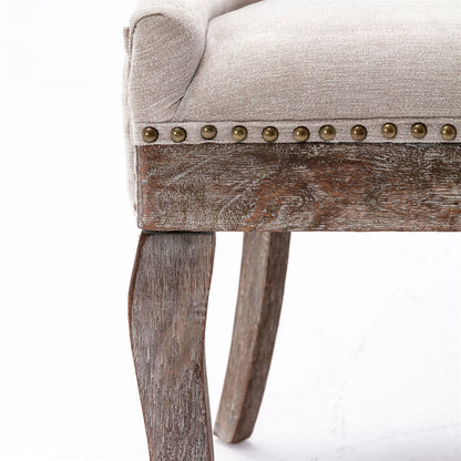 2X Solid Wood Fabric Upholstered Dining Chair Luxury Accent Chairs with Nailhead - Cosy Abode