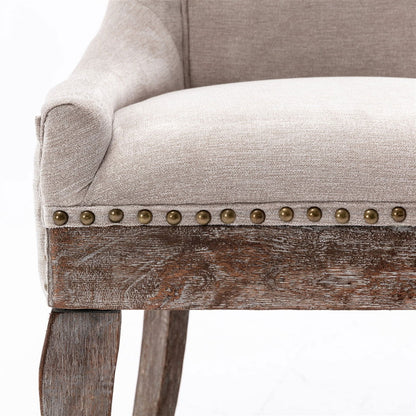 2X Solid Wood Fabric Upholstered Dining Chair Luxury Accent Chairs with Nailhead - Cosy Abode