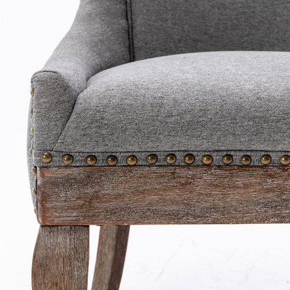 2X Solid Wood Fabric Upholstered Dining Chair Luxury Accent Chairs with Nailhead - Cosy Abode