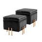 2X Storage Ottoman Foot Stool Cube Tuffet Seat 45cm PU Leather BLACK - Cosy Abode