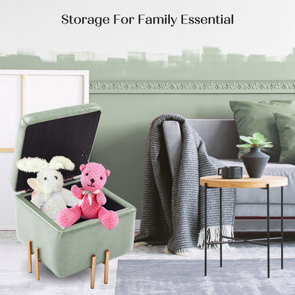 2X Storage Ottoman Foot Stool Cube Tuffet Seat 45cm PU Leather GREEN - Cosy Abode