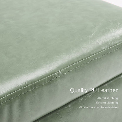 2X Storage Ottoman Foot Stool Cube Tuffet Seat 45cm PU Leather GREEN - Cosy Abode
