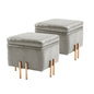 2X Storage Ottoman Foot Stool Cube Tuffet Seat 45cm PU Leather GREY - Cosy Abode