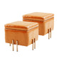 2X Storage Ottoman Foot Stool Cube Tuffet Seat 45cm PU Leather LIGHT BROWN - Cosy Abode