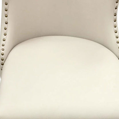 2X Studded Dining Chairs PU Beige & Silver Frame - Cosy Abode