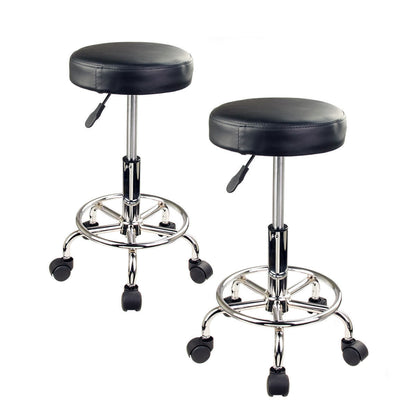 2X Swivel Salon Barber Stool Chair Round Type BLACK - Cosy Abode
