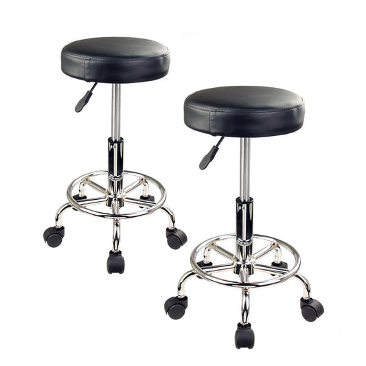 2X Swivel Salon Barber Stool Chair Round Type BLACK - Cosy Abode
