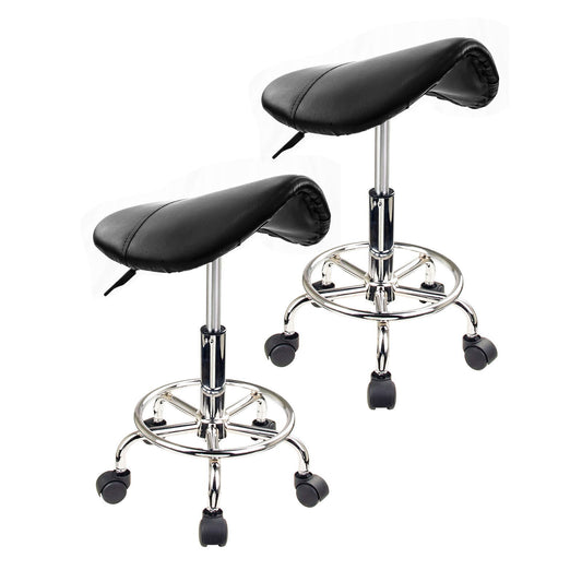 2X Swivel Salon Barber Stool Chair Saddle Type BLACK - Cosy Abode
