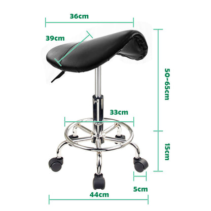 2X Swivel Salon Barber Stool Chair Saddle Type BLACK - Cosy Abode