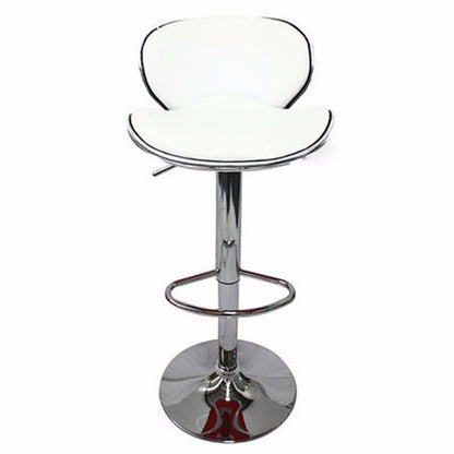 2X WhiteBar Stools Faux Leather Mid High Back Adjustable Crome Base Gas Lift Swivel Chairs - Cosy Abode