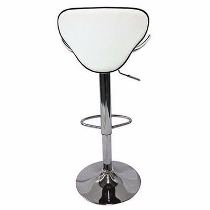 2X WhiteBar Stools Faux Leather Mid High Back Adjustable Crome Base Gas Lift Swivel Chairs - Cosy Abode
