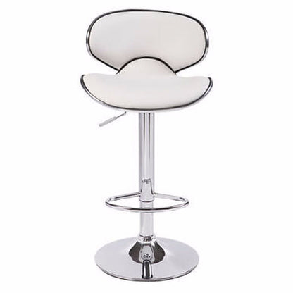 2X WhiteBar Stools Faux Leather Mid High Back Adjustable Crome Base Gas Lift Swivel Chairs - Cosy Abode