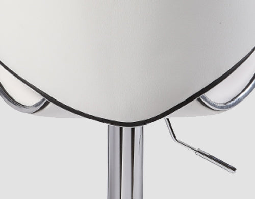 2X WhiteBar Stools Faux Leather Mid High Back Adjustable Crome Base Gas Lift Swivel Chairs - Cosy Abode