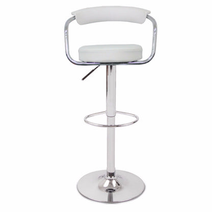 2X White Bar Stools Faux Leather High Back Adjustable Crome Base Gas Lift Swivel Chairs - Cosy Abode