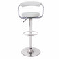 2X White Bar Stools Faux Leather High Back Adjustable Crome Base Gas Lift Swivel Chairs - Cosy Abode
