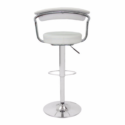 2X White Bar Stools Faux Leather High Back Adjustable Crome Base Gas Lift Swivel Chairs - Cosy Abode