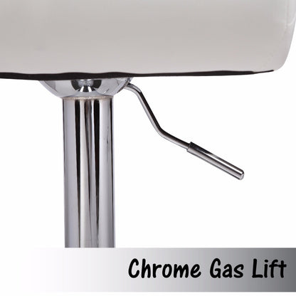 2X White Bar Stools Faux Leather Mid High Back Adjustable Crome Base Gas Lift Swivel Chairs - Cosy Abode
