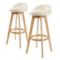 2X Wood Bar Stool Dining Chair Fabric LEILA 72cm BEIGE - Cosy Abode