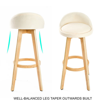2X Wood Bar Stool Dining Chair Fabric LEILA 72cm BEIGE - Cosy Abode