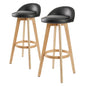 2X Wooden Bar Stool Dining Chair Leather LEILA 72cm BLACK - Cosy Abode