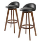 2X Wooden Bar Stool Dining Chair Leather LEILA 72cm BLACK BROWN - Cosy Abode